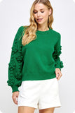 Green Flower Arm Knitted Sweater