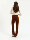 DAZE Smarty Pants High Rise Slim Straight Cognac