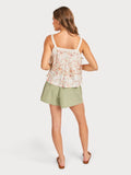 Cream Multi Pintuck Lace trim Top