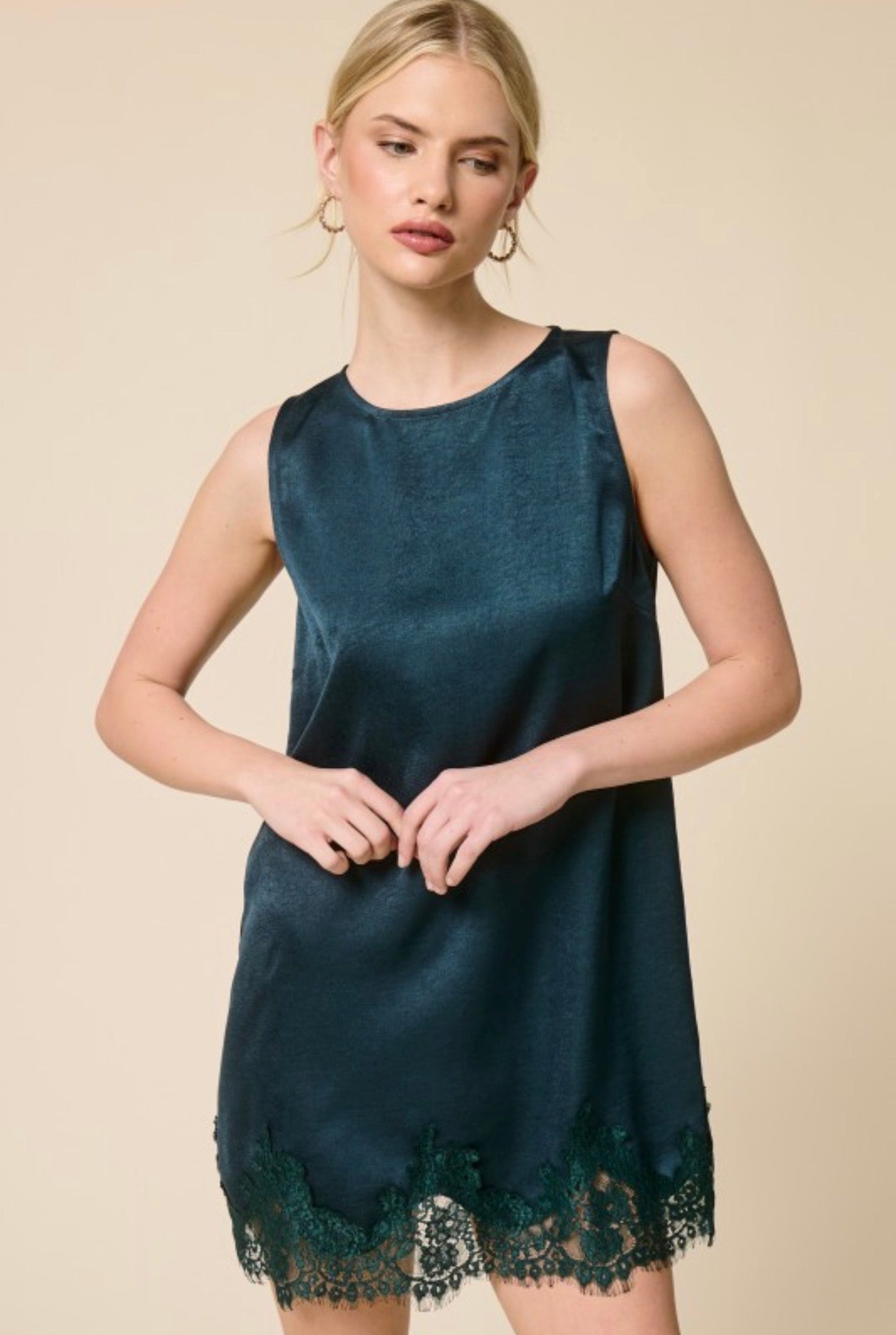 Evergreen Lace Trim Sleeveless Mini Dress Simply Couture Boutique Evergreen Lace Trim Sleeveless Mini Dress Simply Couture Boutique
