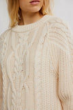 Free People Frankie Cable sweater Buttercream