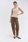 Oatmeal Turtle Neck Sleeveless Top