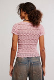 Free People Angelina Lace Tee Blushing Coral