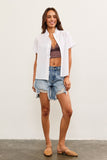 White Ruffle Trim Top