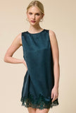 Evergreen Lace Trim Sleeveless Mini Dress