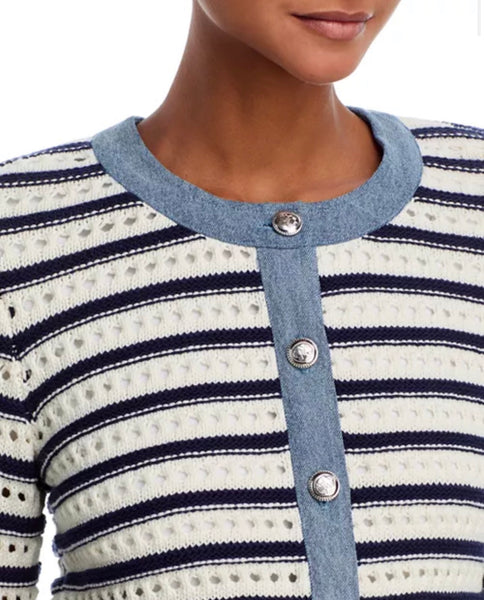 Steve Madden Casette Sweater Cardigan Ivory Stripe