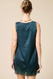Evergreen Lace Trim Sleeveless Mini Dress