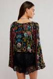 Free People Juliette Printed Blouse Black Combo