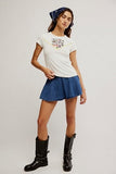 Free People Paradise Found Denim Skort Mid Indigo