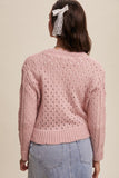 Pink Open Knit Front Cardigan