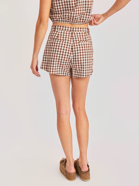 Brown Gingham Shorts