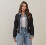 Black Denim Trim Jacket
