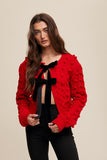 Red Bow Tie Closer Cable Knit Sweater