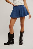Free People Paradise Found Denim Skort Mid Indigo