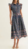 Navy Multi Shirt Midi Dress