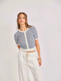 Ivory Navy Mavi Stripe Cardigan