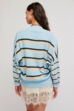 Free People Striped Alma Pullover Ice Blue Combo