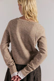 Free People School Girl Cardi Feather Grey Melange Taupe