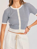Ivory Navy Mavi Stripe Cardigan