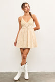 Beige Eyelet Detail Mini Dress