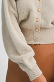 Taupe Knit Gold Button Cardigan