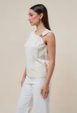 Cream Asymmetrical Sleeveless Top