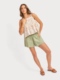 Cream Multi Pintuck Lace trim Top
