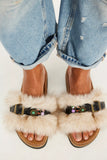 Free People Frankie Faux Fur Slide Oatmeal