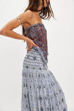 Free People Ravenna Printed Maxi Skirt Blue Bird Combo