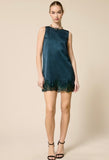 Evergreen Lace Trim Sleeveless Mini Dress