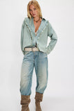 Free People Tattered and Ruffled Top Vintage Tint Wash