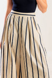 Ecur/Navy Striped Wide Leg Pant