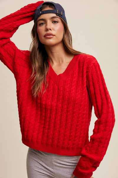 Red Cable Knit Sweater