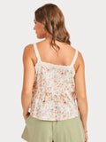 Cream Multi Pintuck Lace trim Top