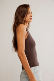 Free People Neria V-Neck Tank Double Espresso