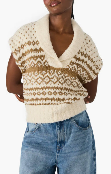 Steve Madden Paulie Sweater Vest Ivory Multi