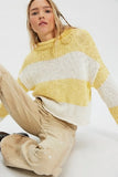 Free People Opal Rugby Stripe Sweater Lemon Combo