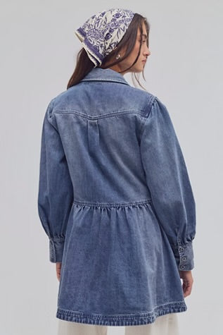 Free People Marris Denim Mini Washed Mid Blue Wash
