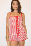 Red/White Stripe Tie Top
