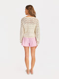 Sunny Open Crochet Pullover Ivory