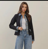 Black Denim Trim Jacket