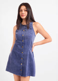 Washed Navy Buttoned Mini Dress