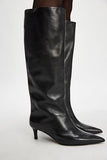 Free People Kiki Kitten Heel Boot Black Leather