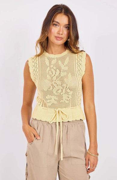 Dawn Sweater Tank Pale Yellow