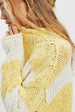Free People Opal Rugby Stripe Sweater Lemon Combo