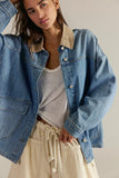 Free People Lemon Denim Jacket Berry Blues