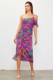 Magenta Multi One Shoulder Dress