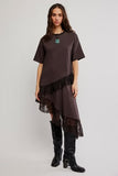Free People Frosted Lace Layered Tee Deep Fudge