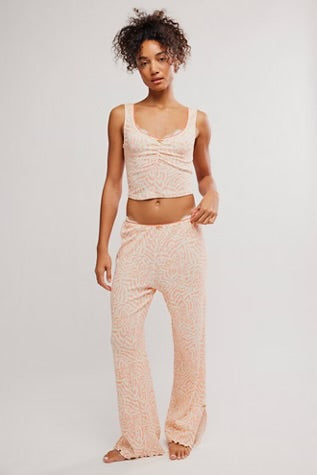 Free People Fresh In Love Lounge Set Peach Combo