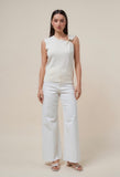 Cream Asymmetrical Sleeveless Top